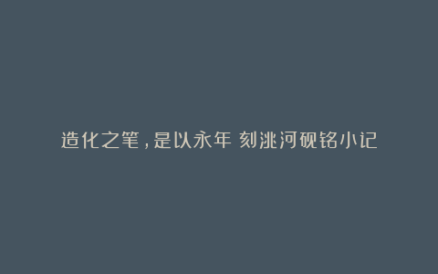 造化之笔，是以永年丨刻洮河砚铭小记