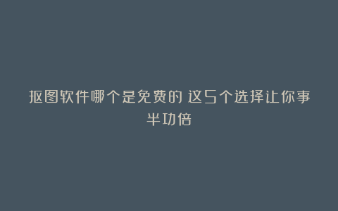 抠图软件哪个是免费的？这5个选择让你事半功倍