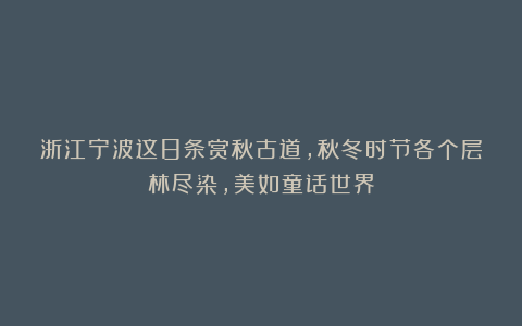 浙江宁波这8条赏秋古道，秋冬时节各个层林尽染，美如童话世界