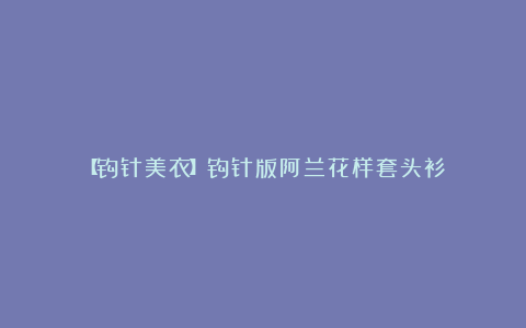 【钩针美衣】钩针版阿兰花样套头衫