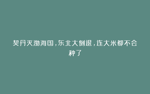 契丹灭渤海国，东北大倒退，连大米都不会种了