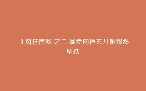 《北风往南吹》之二：暴走的桓玄开始骤然坠跌