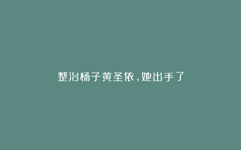 整治杨子黄圣依，她出手了