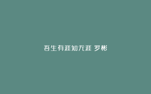 吾生有涯知无涯（罗彬）