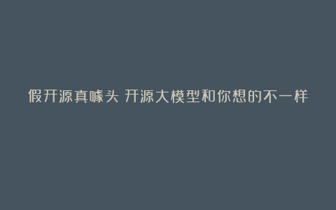 假开源真噱头？开源大模型和你想的不一样！