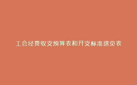 工会经费收支预算表和开支标准速览表