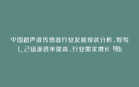 中国超声波传感器行业发展现状分析，智驾L2级渗透率提高，行业需求增长「图」