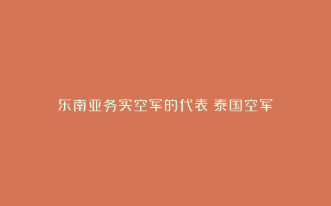 东南亚务实空军的代表！泰国空军！