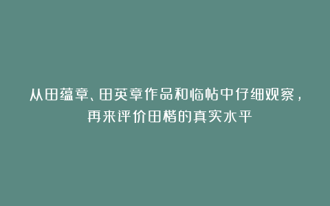 从田蕴章、田英章作品和临帖中仔细观察， 再来评价田楷的真实水平