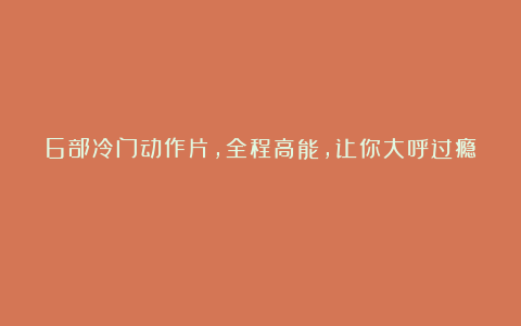 6部冷门动作片，全程高能，让你大呼过瘾！