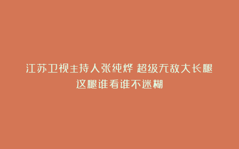 江苏卫视主持人张纯烨！超级无敌大长腿！这腿谁看谁不迷糊！