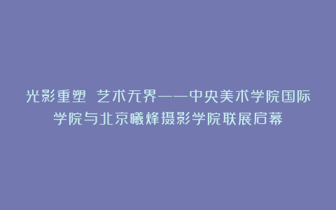 光影重塑 艺术无界——中央美术学院国际学院与北京曦烽摄影学院联展启幕