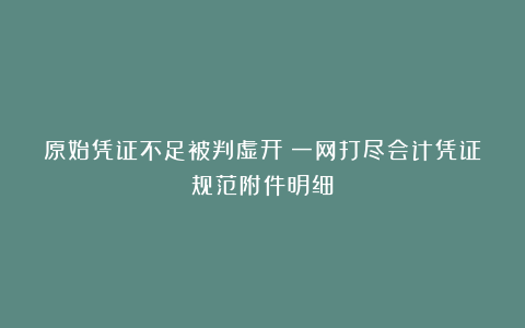 原始凭证不足被判虚开！一网打尽会计凭证规范附件明细