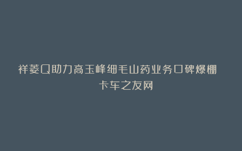 祥菱Q助力高玉峰细毛山药业务口碑爆棚 | 卡车之友网