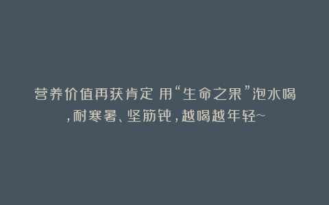 营养价值再获肯定！用“生命之果”泡水喝，耐寒暑、坚筋骨，越喝越年轻~