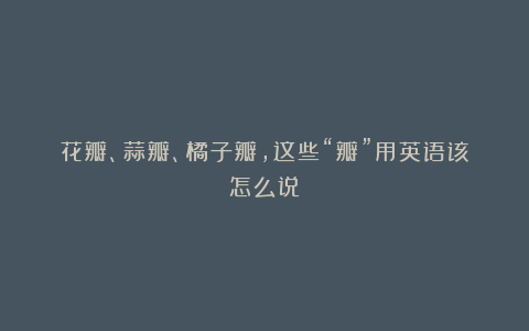 花瓣、蒜瓣、橘子瓣，这些“瓣”用英语该怎么说？