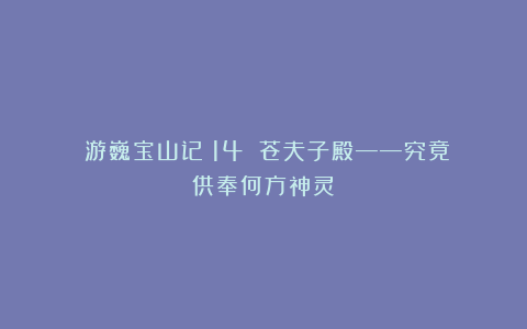 ​游巍宝山记（14）：苍夫子殿——究竟供奉何方神灵？