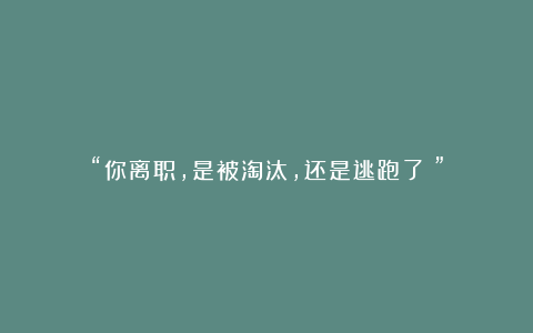 “你离职，是被淘汰，还是逃跑了？”