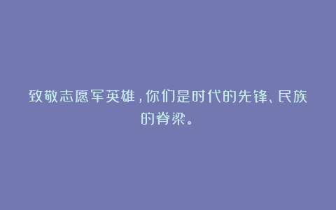 致敬志愿军英雄，你们是时代的先锋、民族的脊梁。‌