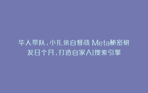 华人带队，小扎亲自督战！Meta秘密研发8个月，打造自家AI搜索引擎