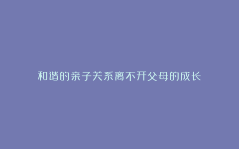 和谐的亲子关系离不开父母的成长