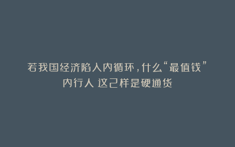 若我国经济陷入内循环，什么“最值钱”？内行人：这2样是硬通货