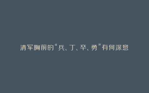 清军胸前的“兵、丁、卒、勇”有何深意？