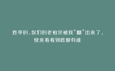 姓李的，你们的老祖宗被我“翻”出来了，快来看看到底都有谁