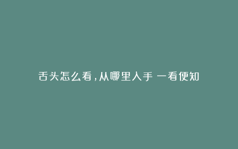 舌头怎么看，从哪里入手？一看便知！