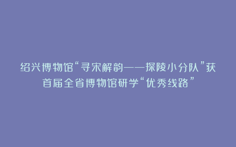 绍兴博物馆“寻宋解韵——探陵小分队”获首届全省博物馆研学“优秀线路”