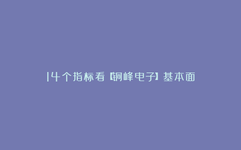 14个指标看【铜峰电子】基本面