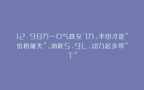 12.98万一口气跌至7万，丰田才是“价格屠夫”，油耗5.9L，动力起步带“T”