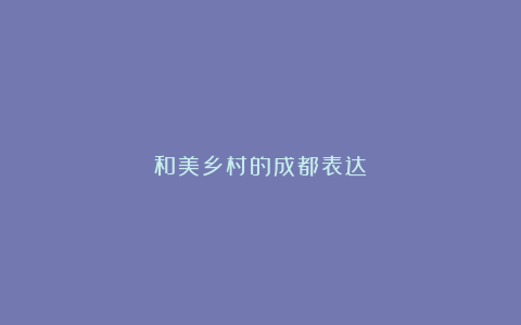 和美乡村的成都表达